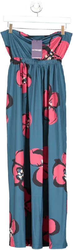 Hotsquash Blue Painterley Floral Teal Maxi Skirt UK 8 lace skirt romantic