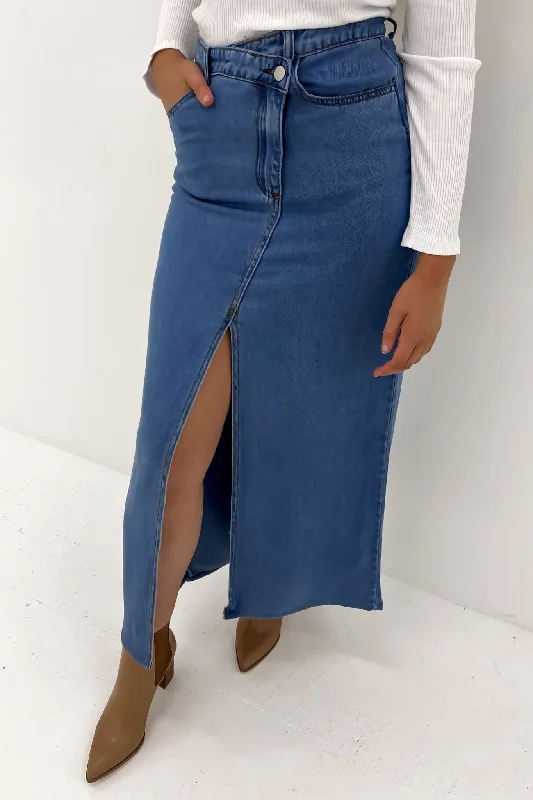Kingsten Maxi Skirt Blue denim skirt classic