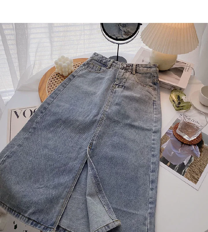 Korean fashion slim A-line split skirt  5704 lace skirt romantic