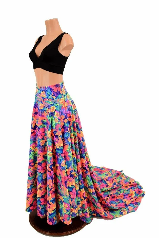 Long, High Waist Puddle Train Circle Cut Skirt velvet skirt plush