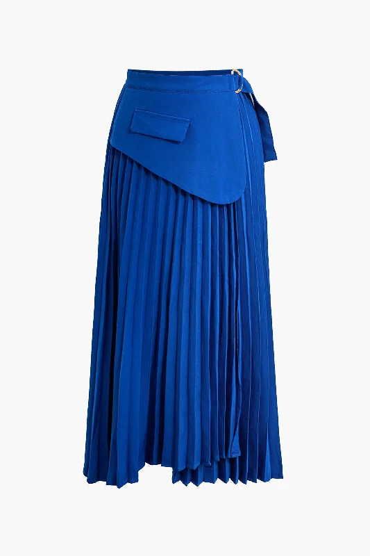 Solid Asymmetrical Pleated Skirt vintage skirt charm
