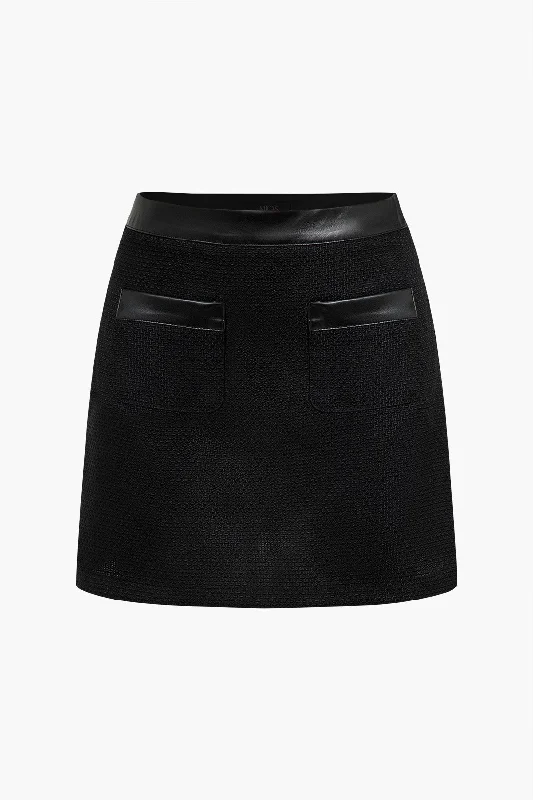 Faux Leather Patchwork Skirt summer skirt style