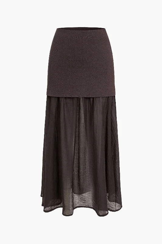 Patchwork Midi Skirt leather skirt sleek