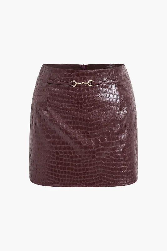 Faux Leather Skirt denim skirt trendy