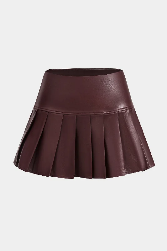 Faux Leather Pleated Skirt summer skirt style