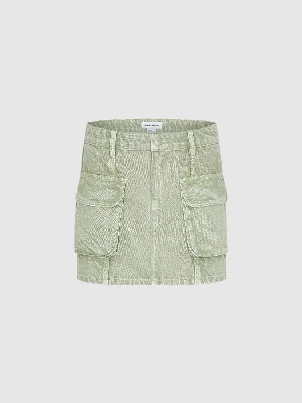 Multi Pocket Mini Denim Skirt denim skirt trendy