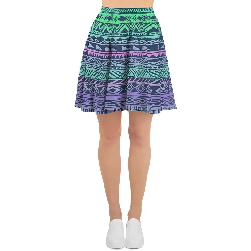 Neon Tribal Aztec Hand Drawn Women's Skirt lace skirt feminine