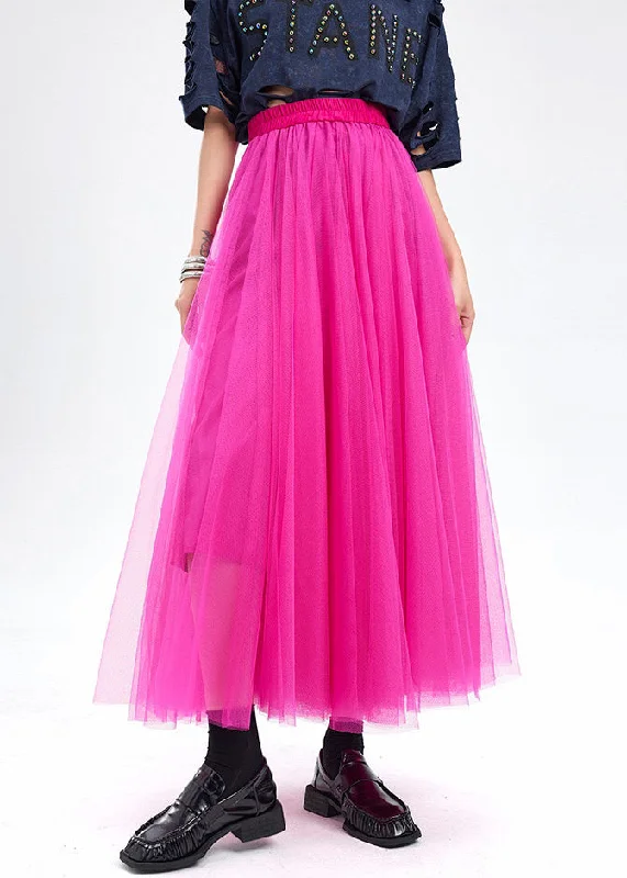 New Rose Wrinkled High Waist Tulle Skirt Summer velvet skirt sumptuous
