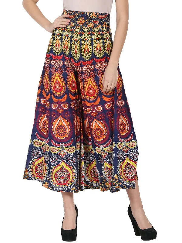 NOZ2TOZ Multi Printed Ankle Length Cotton Flared Skirt wool skirt sturdy