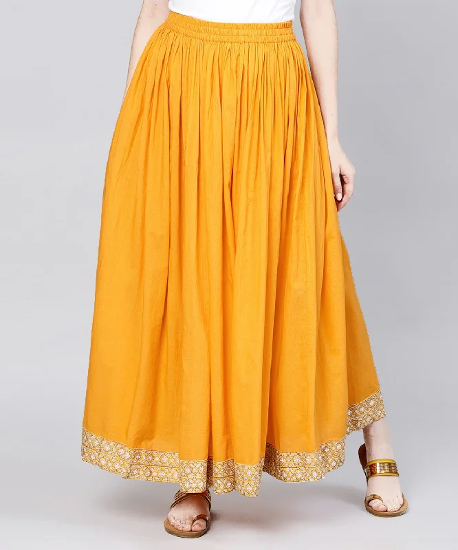 NOZ2TOZ Yellow Ankle Length Cotton Flared Skirt corduroy skirt durable