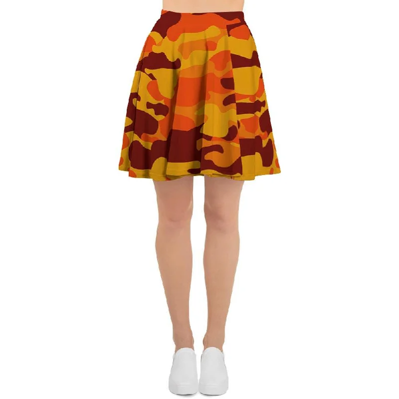 Orange Camo Print Women's Skirt high waist skirt