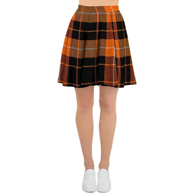 Orange Plaid Tartan Women's Skirt velvet skirt glossy