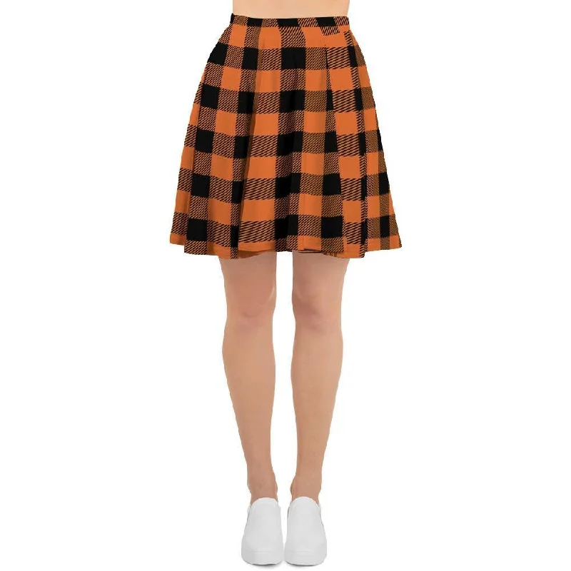 Orange Plaid Women's Skirt cashmere skirt plush