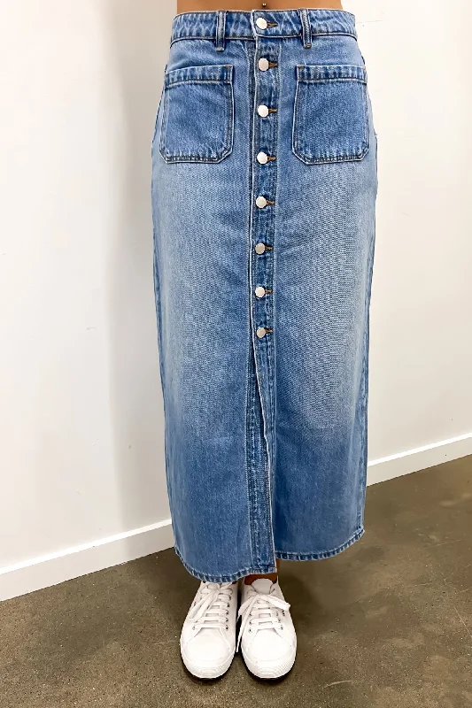 Sailor Skirt Mid Vintage Blue silk skirt smooth