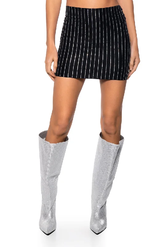 SECOND SKIN RHINESTONE MINI SKIRT IN BLACK denim skirt fashionable