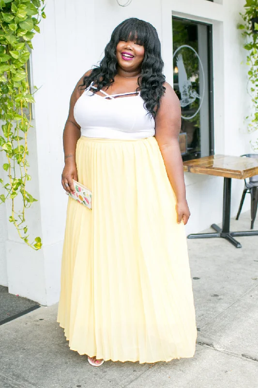 *Coming Soon* Pleated Skirt with Pockets - Buttercup    -    Signup Now To Be Notified When It Launches velvet skirt glossy