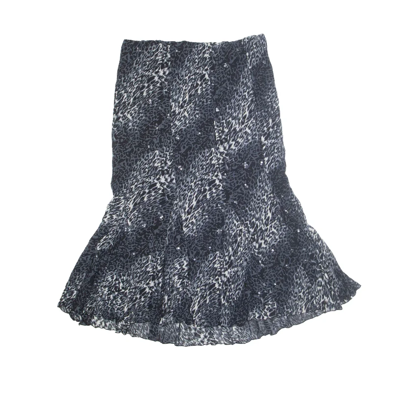SOON Leopard Sequin Long Peasant Skirt Grey Womens UK 16 denim skirt fashionable